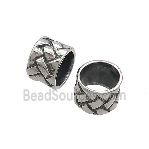 Stainless Steel Column Beads Tube Large Hole Antique Silver