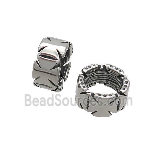 Stainless Steel Rondelle Beads Large Hole Antique Silver