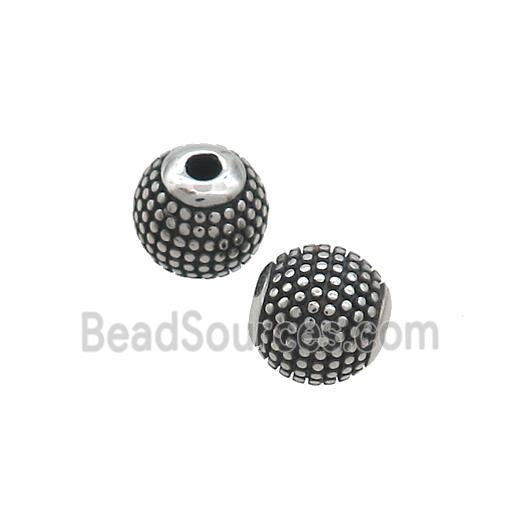 Stainless Steel Round Beads Antique Silver