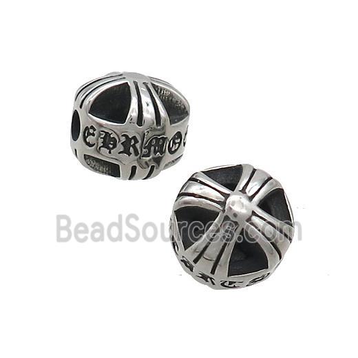 Stainless Steel Round Beads Antique Silver