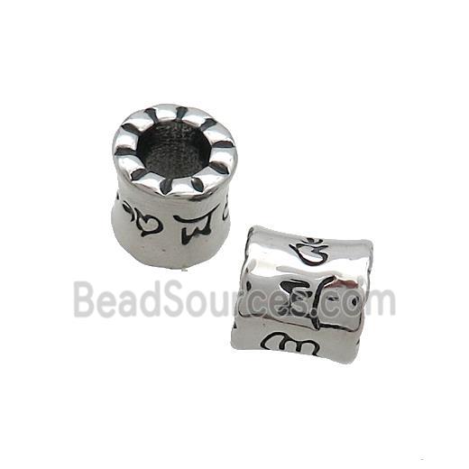 Stainless Steel Tube Beads Large Hole Antique Silver