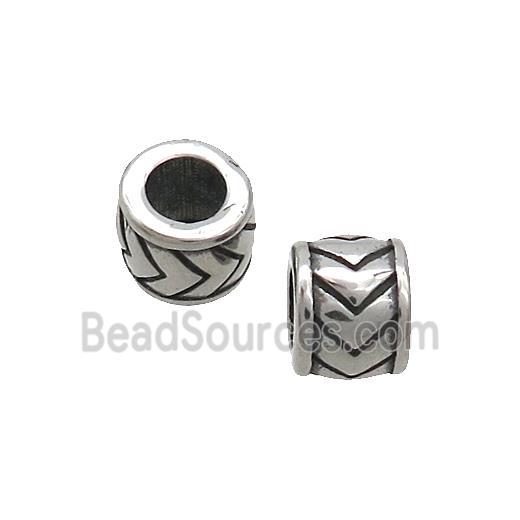 Stainless Steel Tube Beads Large Hole Antique Silver