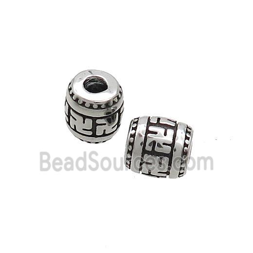 Stainless Steel Barrel Beads Large Hole Antique Silver