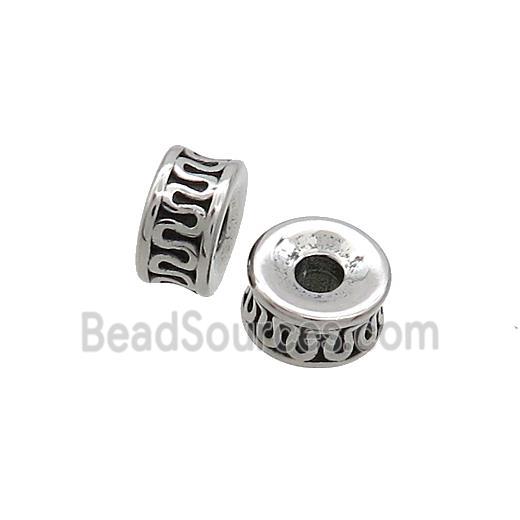 Stainless Steel Rondelle Beads Large Hole Antique Silver