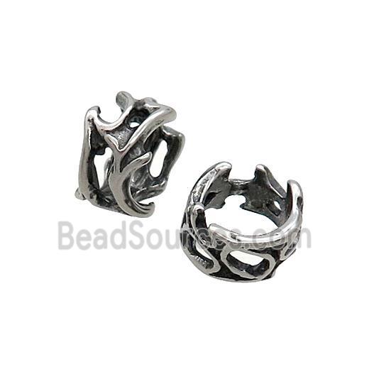 Stainless Steel Rondelle Beads Large Hole Antique Silver