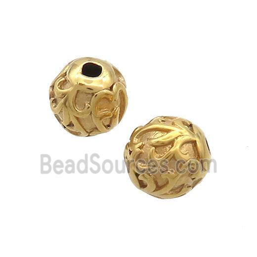 Stainless Steel Round Beads Gold Plated