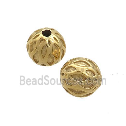 Stainless Steel Round Beads Gold Plated