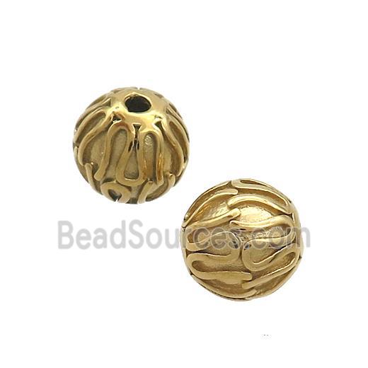 Stainless Steel Round Beads Gold Plated