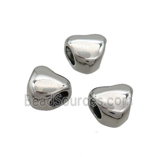 Stainless Steel Heart Beads Large Hole Antique Silver