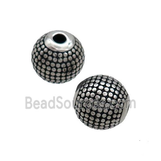 Stainless Steel Round Beads Antique Silver