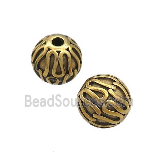 Stainless Steel Round Beads Antique Gold