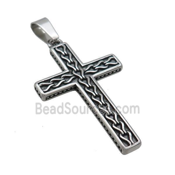 Stainless Steel Cross Pendant Antique Silver