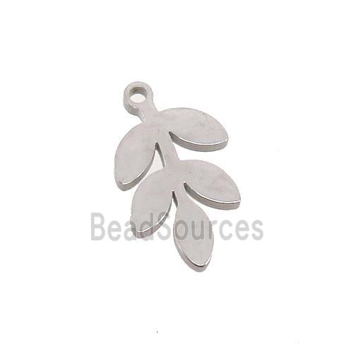 Raw Stainless Steel Leaf Charms Pendant