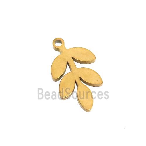 Stainless Steel Leaf Charms Pendant Gold Plated