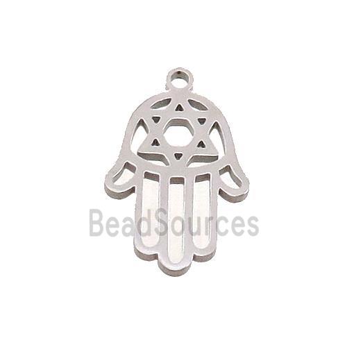 Raw Stainless Steel Hamsahand Charm Pendant