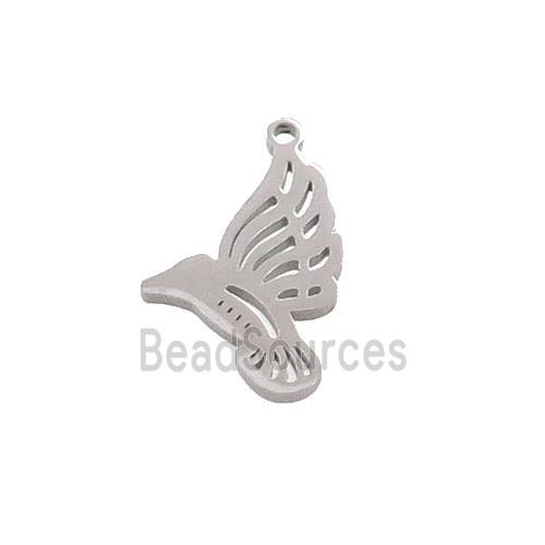 Raw Stainless Steel Birds Charm Pendant