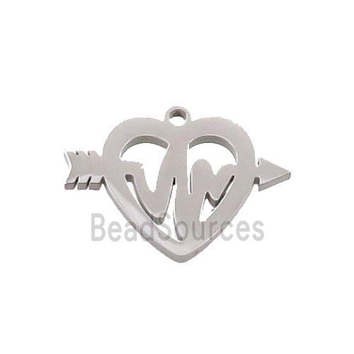 Raw Stainless Steel Heartbeat Charms Pendant