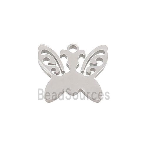 Raw Stainless Steel Butterfly Pendant