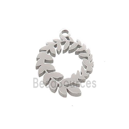 Raw Stainless Steel Christmas Wreath Pendant