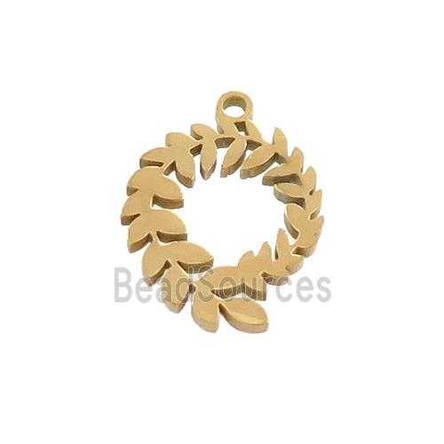 Stainless Steel Christmas Wreath Pendant Gold Plated