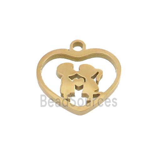 Stainless Steel Couple Heart Pendant Gold Plated