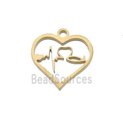 Stainless Steel Heartbeat Charms Pendant Gold Plated