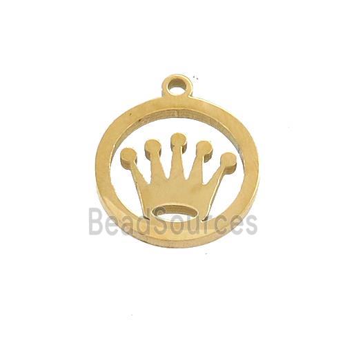 Stainless Steel Crown Pendant Circle Gold Plated