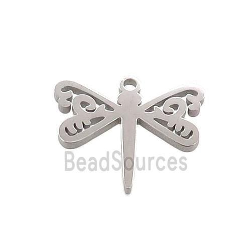 Raw Stainless Steel Dragonfly Charms Pendant