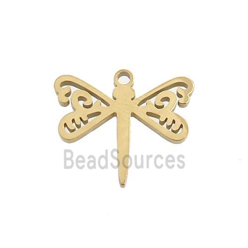 Stainless Steel Dragonfly Charms Pendant Gold Plated