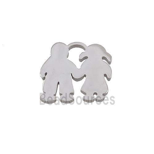 Raw Stainless Steel Couple Pendant