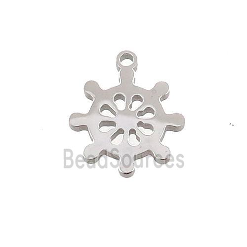 Raw Stainless Steel Ship Helm Pendant Charms