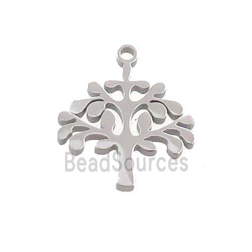 Raw Stainless Steel Tree Charms Pendant