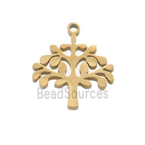 Stainless Steel Tree Charms Pendant Gold Plated