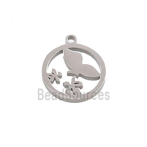 Raw Stainless Steel Flower Pendant