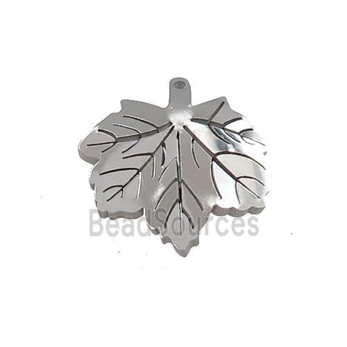 Raw Stainless Steel Maple Leaf Pendant