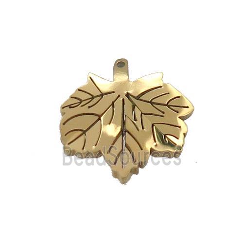 Stainless Steel Maple Leaf Pendant Gold Plated