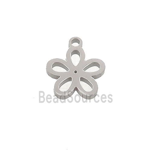 Raw Stainless Steel Flower Pendant