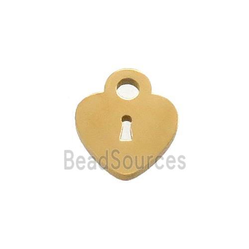 Stainless Steel Heart Lock Charms Pendant Gold Plated