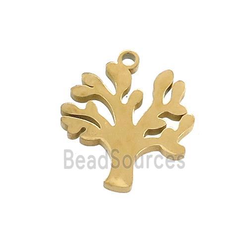 Stainless Steel Tree Charms Pendant Gold Plated