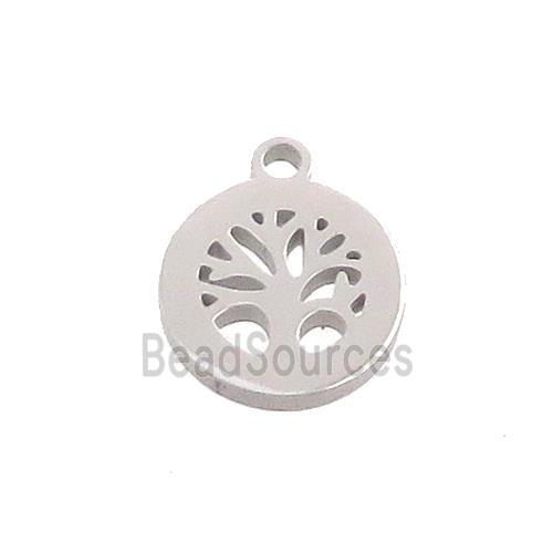 Raw Stainless Steel Tree Of Life Pendant