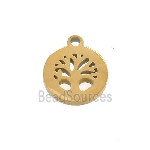 Stainless Steel Tree Of Life Pendant Gold Plated