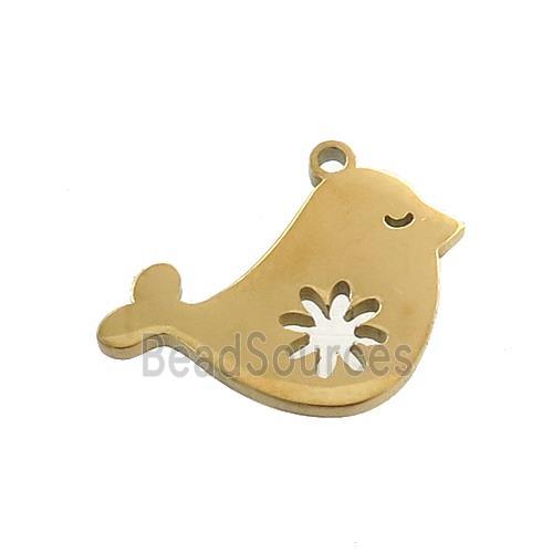 Stainless Steel Birds Charms Pendant Gold Plated