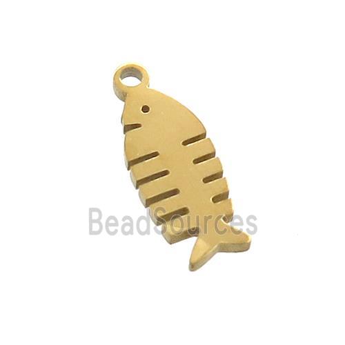 Stainless Steel Fishbone Charms Pendant Gold Plated