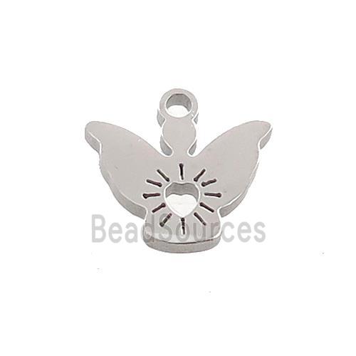 Raw Stainless Steel Angel Charms Pendant Heart