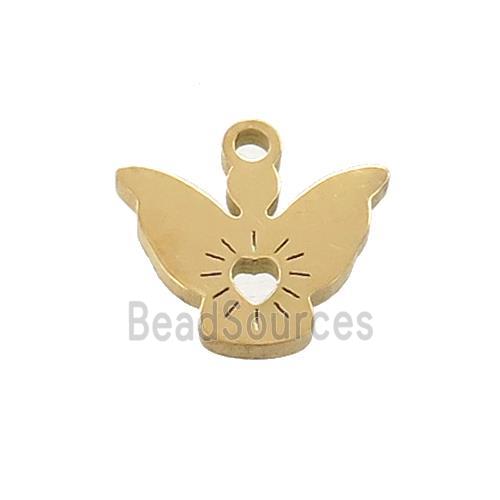 Stainless Steel Angel Charms Pendant Heart Gold Plated