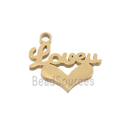 Stainless Steel LOVEU Heart Charms Pendant Gold Plated