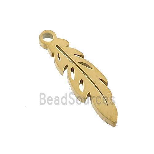 Stainless Steel Feather Charms Pendant Gold Plated