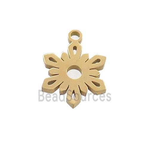 Stainless Steel Snowflake Charms Pendant Gold Plated