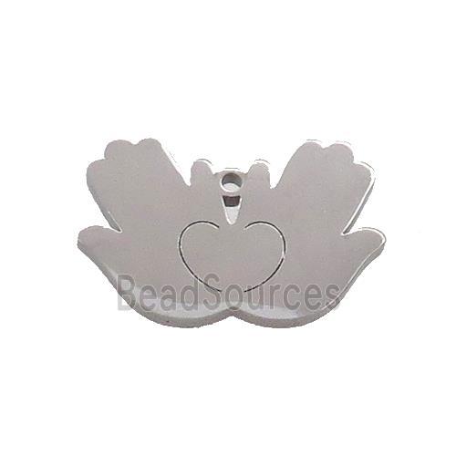 Raw Stainless Steel Hands Charms Pendant Heart