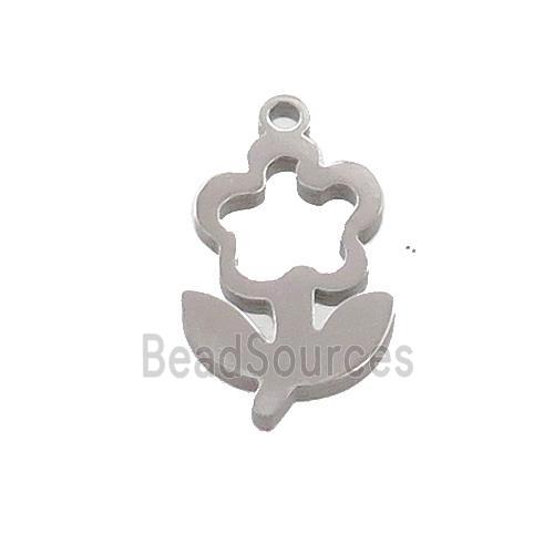 Raw Stainless Steel Flower Charms Pendant